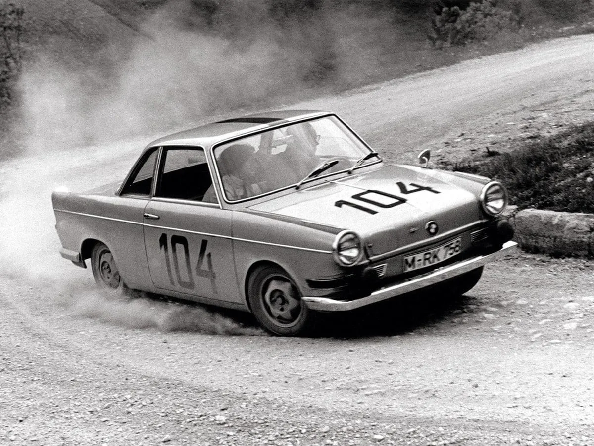 Classic Black and White Image of Bmw Racing Car From the Past