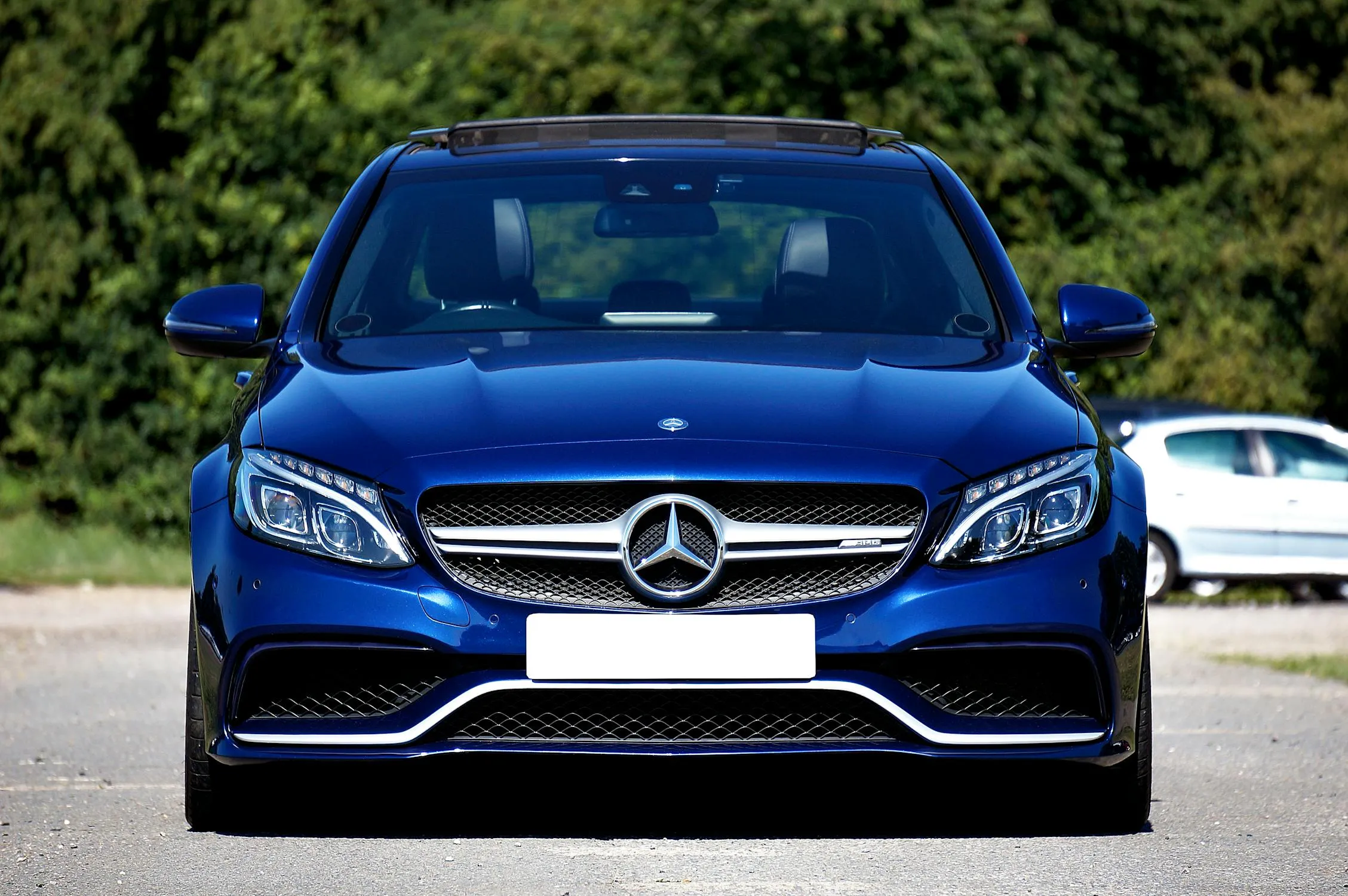 Classic Blue Mercedes Benz Front View Excellence HD image