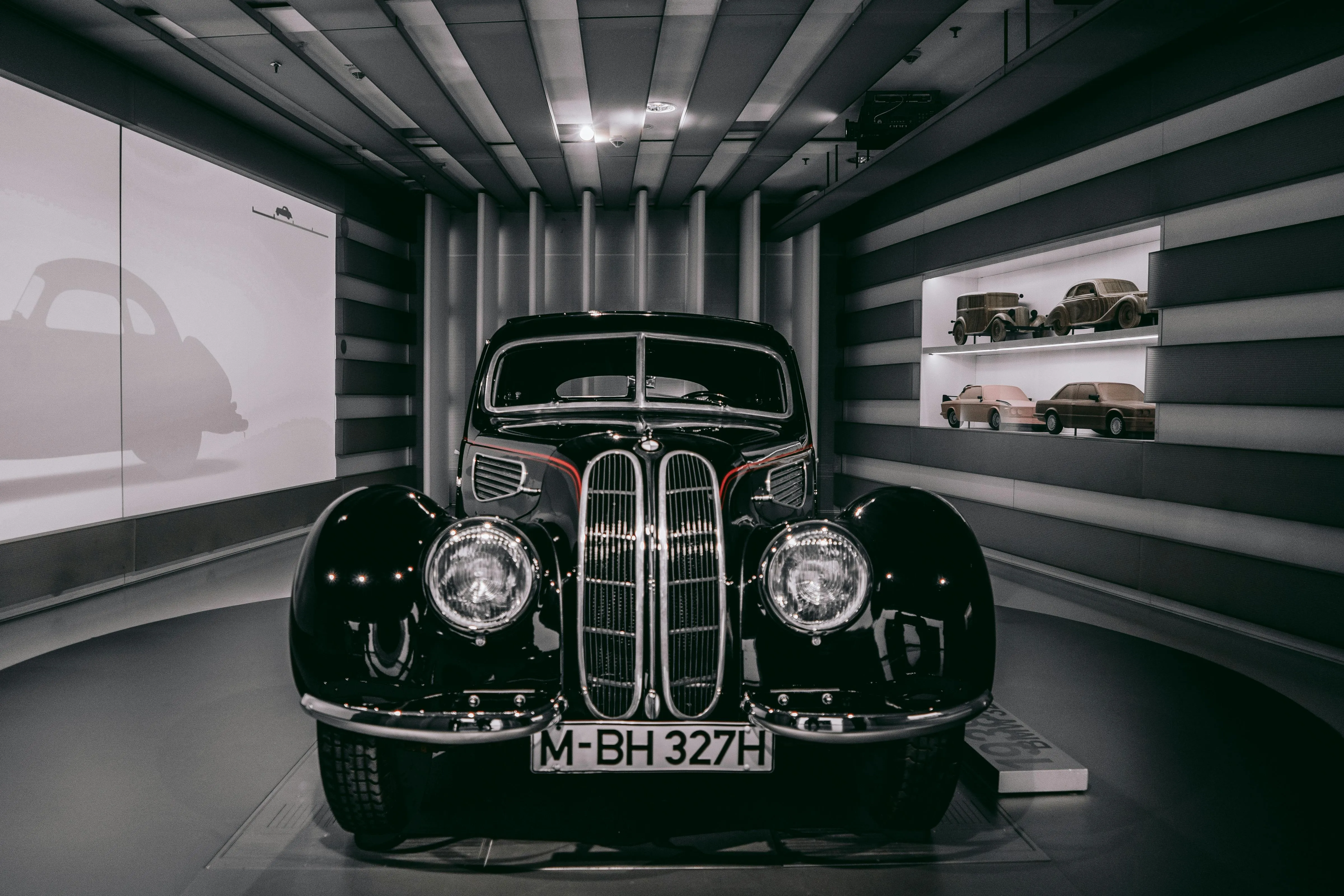 Classic Bmw Car Displayed in a Retro Themed Tunnel