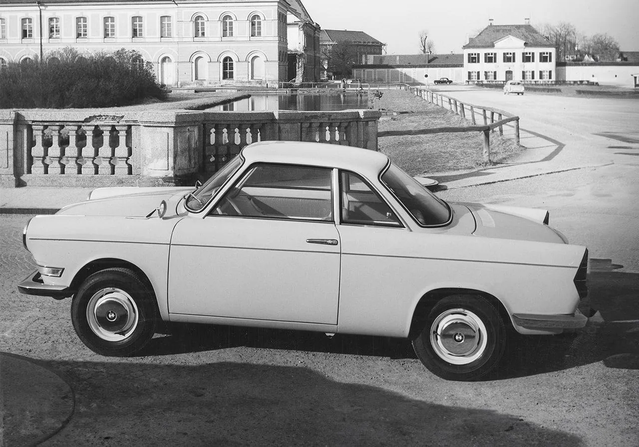 Classic Bmw Car in Black and White in Historic Setting