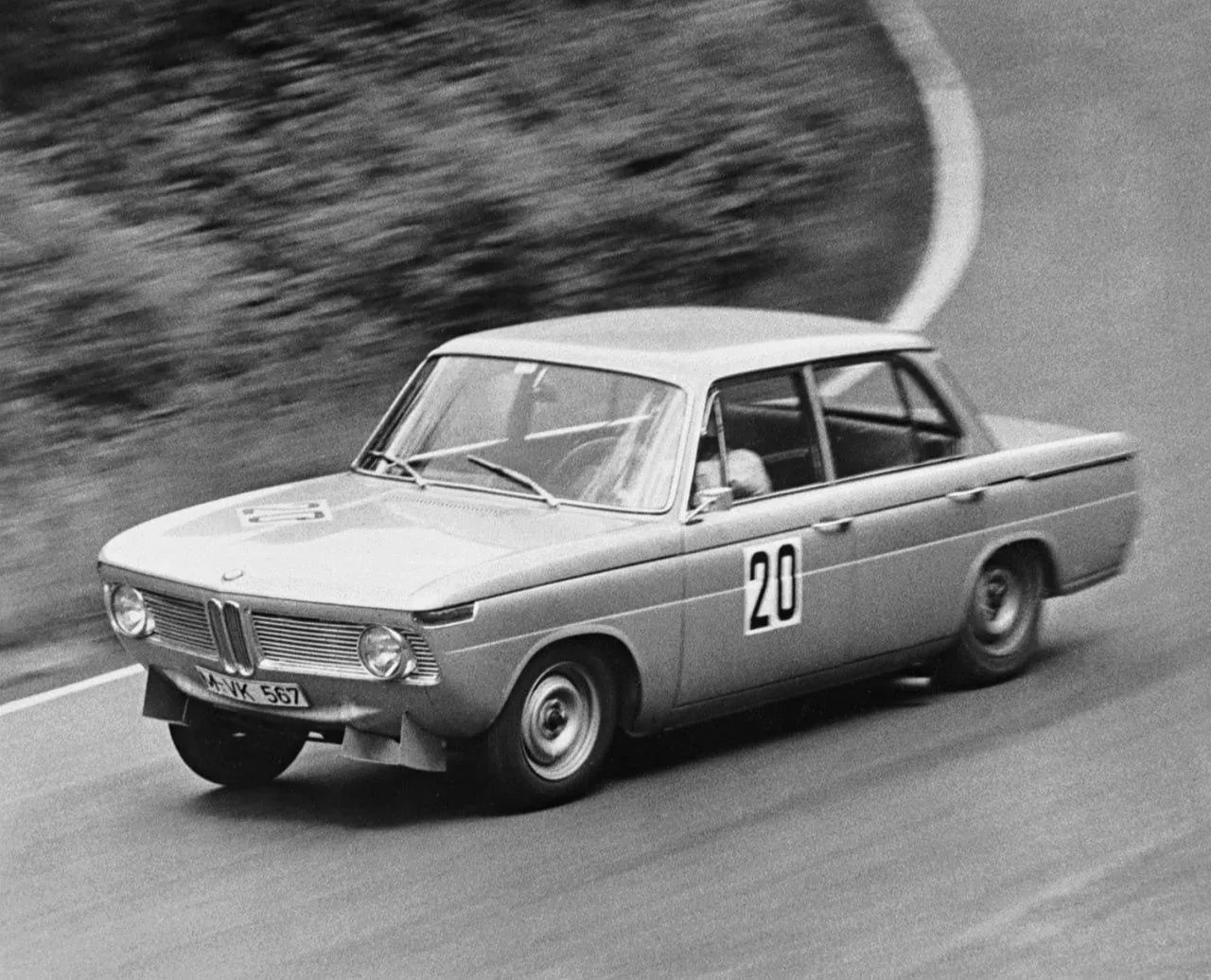 Classic Bmw Car on Winding Road in Black and White Hd