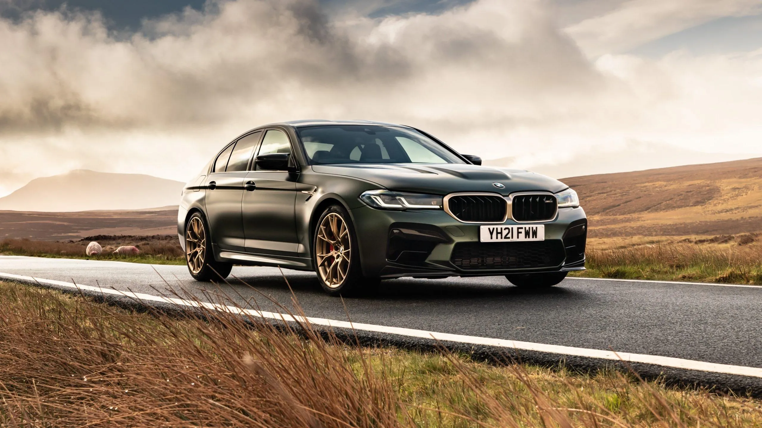 Classic Bmw Driving Fast on a Winding Countryside Road