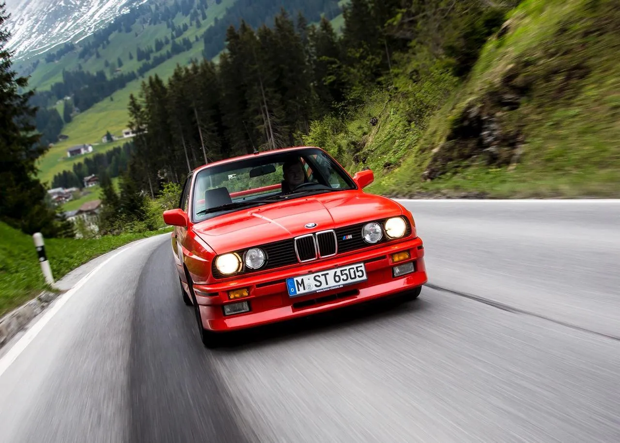Classic Bmw Sports Car on Mountain Road with Speed