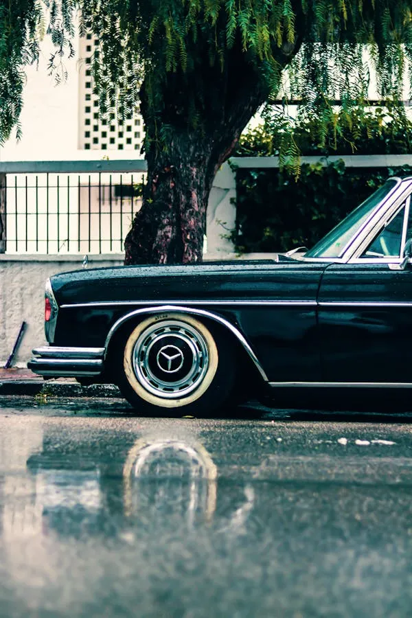 Classic Lowrider Mercedes Benz Parked Near City Trees image