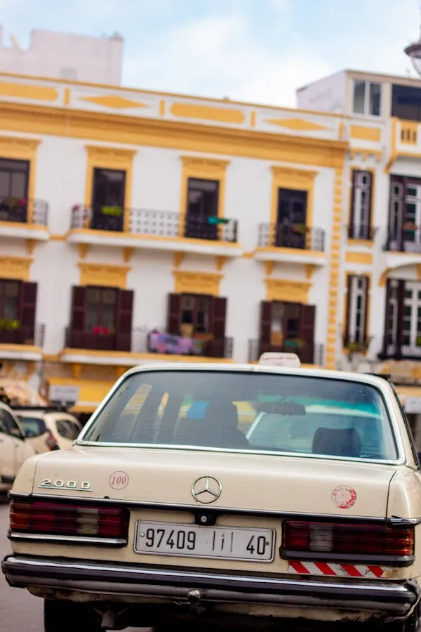 Classic Mercedes Benz Car Parked in Historic City Center