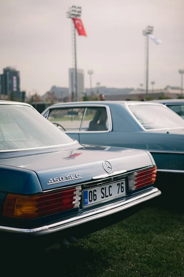 Classic Mercedes Benz Cars Displayed at Outdoor Event