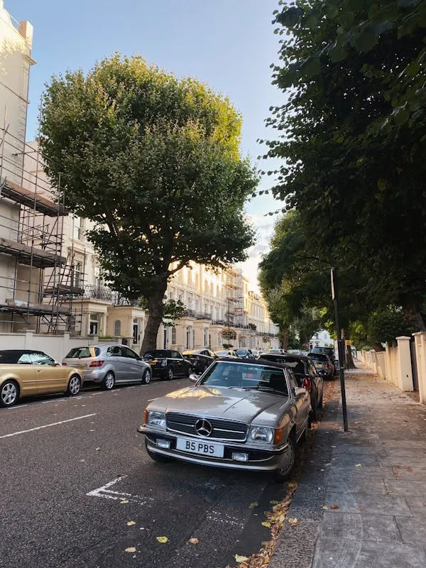 Classic Mercedes Benz Parked on European City Street