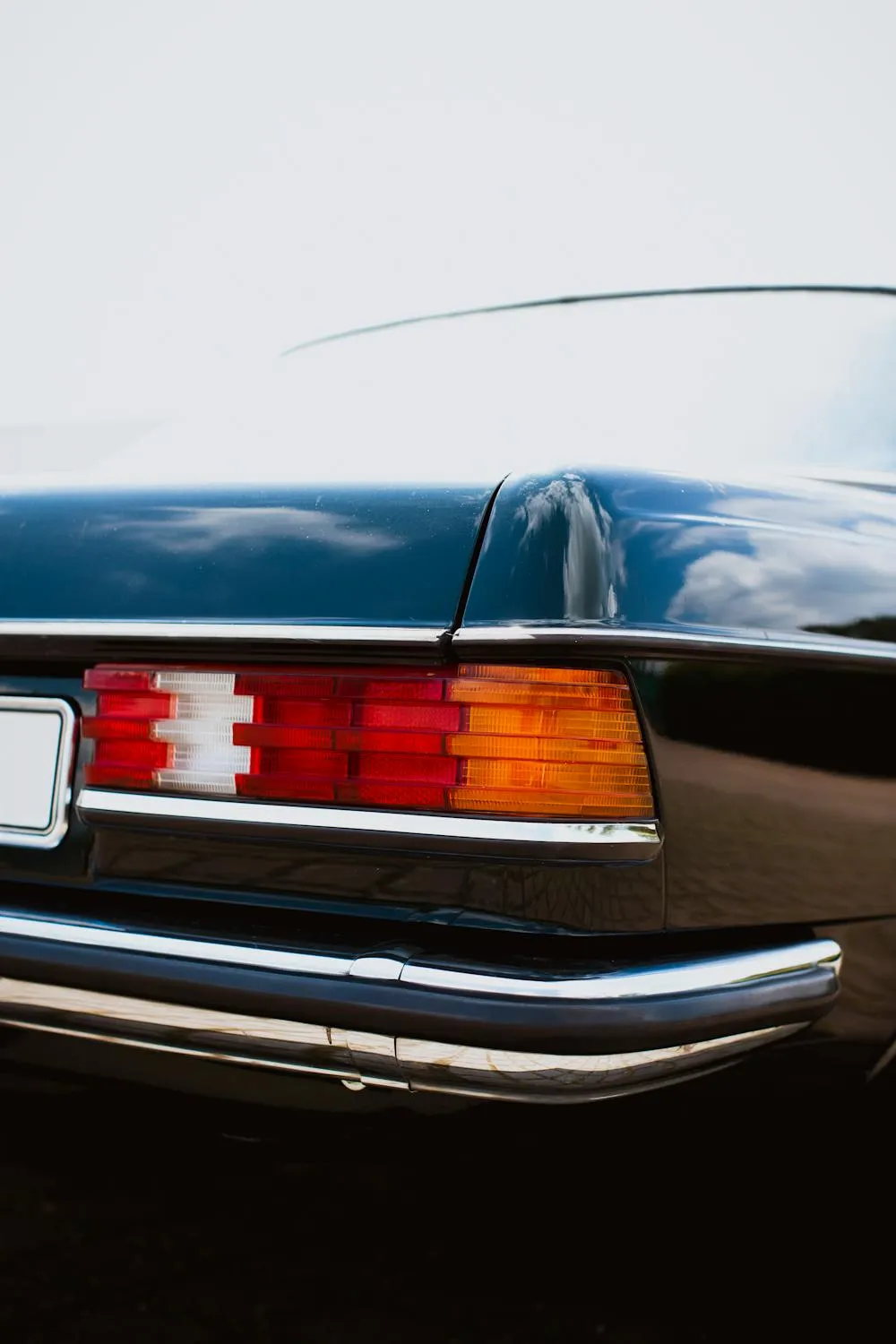 Classic Mercedes rear close up with vintage tail lights