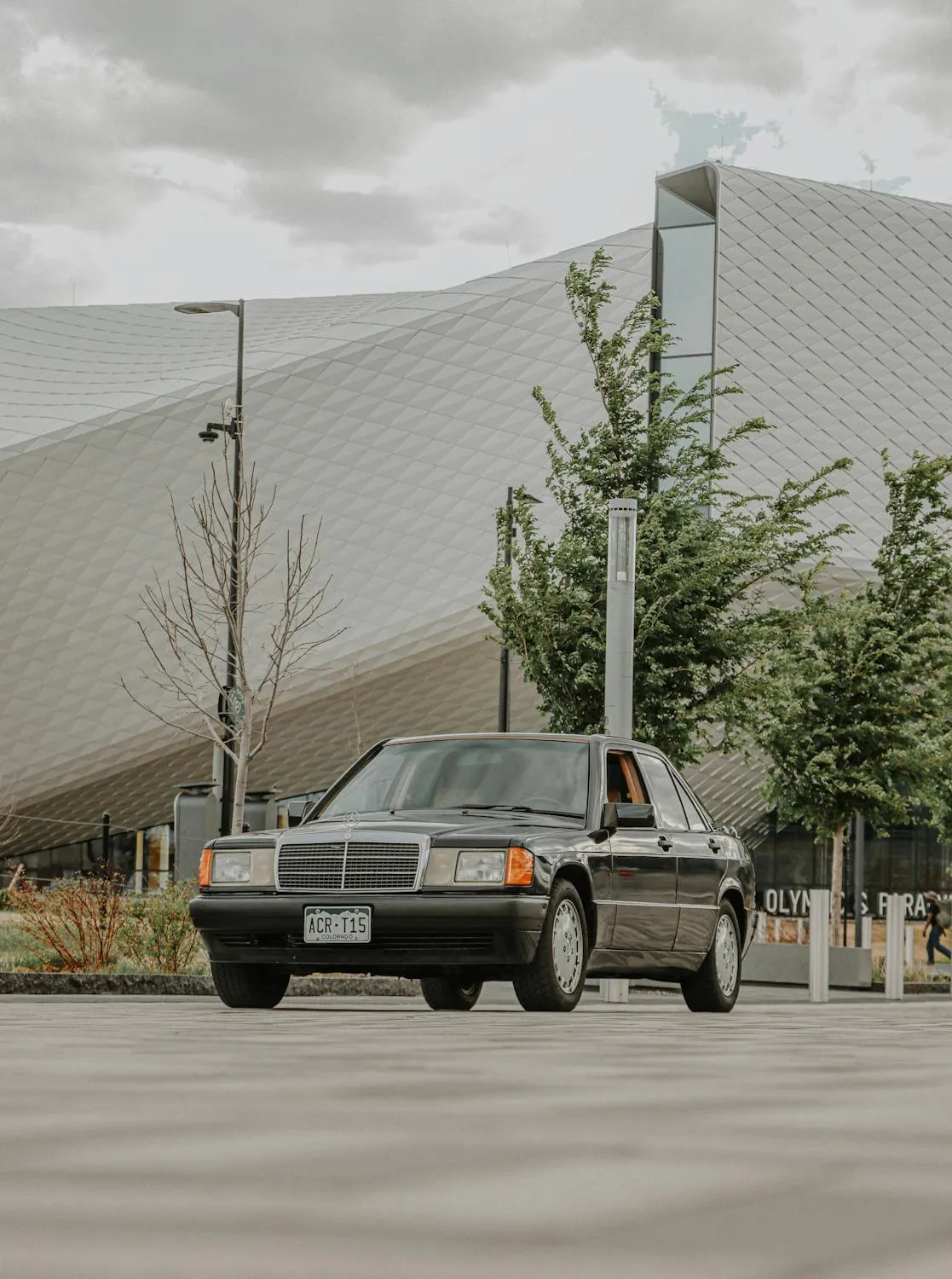 Classic Mercedes Sedan in Front of Modern Museum image