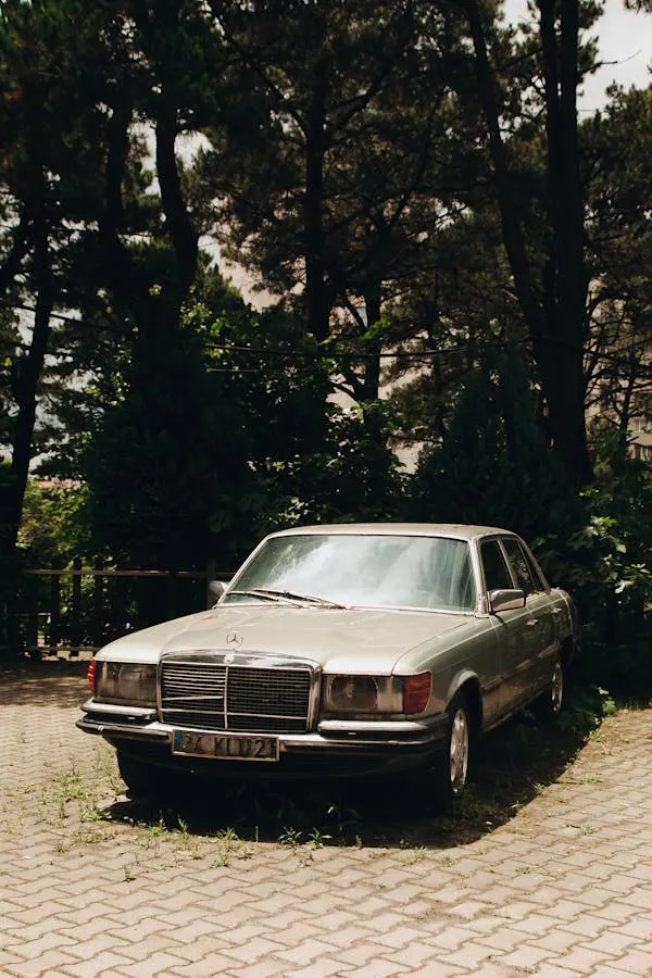 Classic Mercedes Sedan in Residential Courtyard image