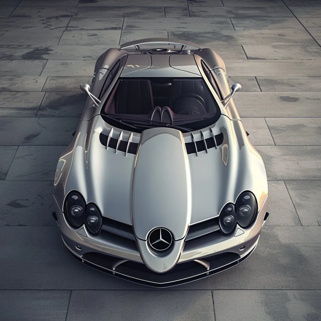 Classic Silver Mercedes Benz Roadster in Urban Area Wallpaper