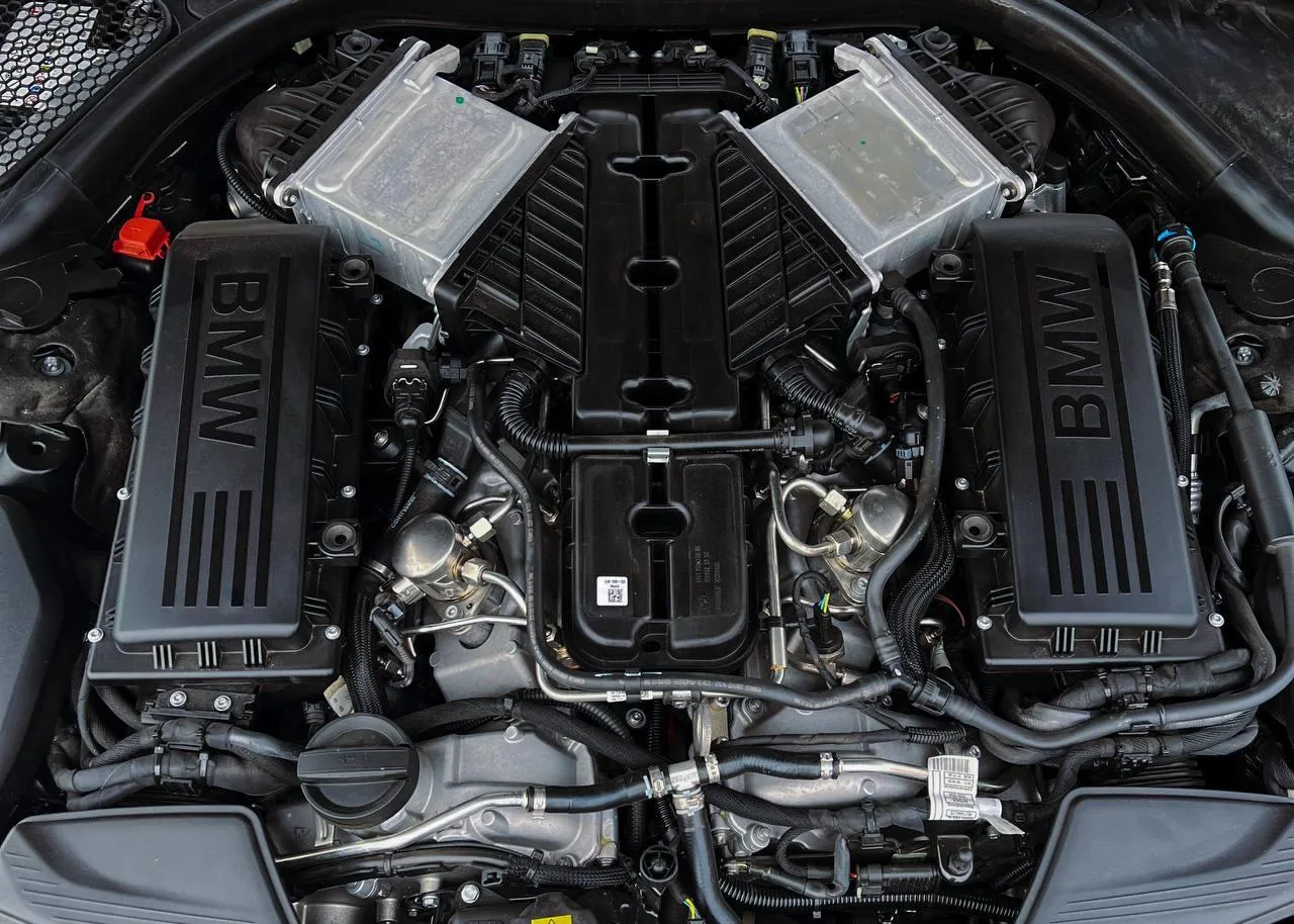 Close-Up of a Bmw Engine Highlighting Its Complex Components