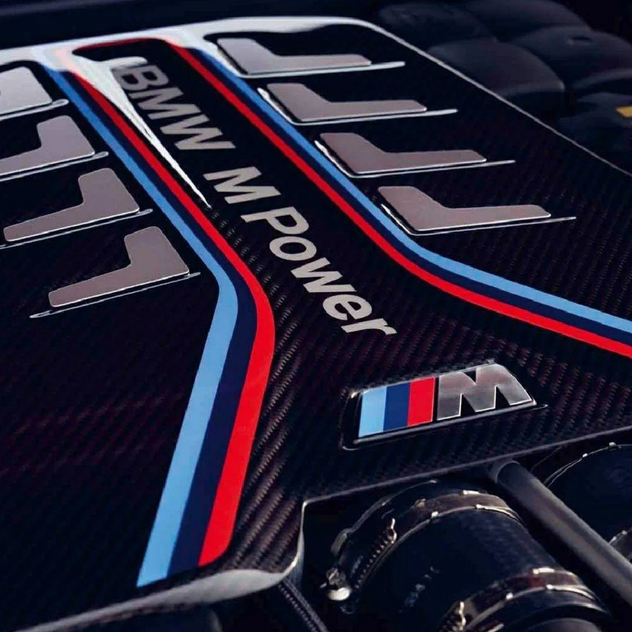 Close Up of Bmw M Power Badge with Striped Detailing