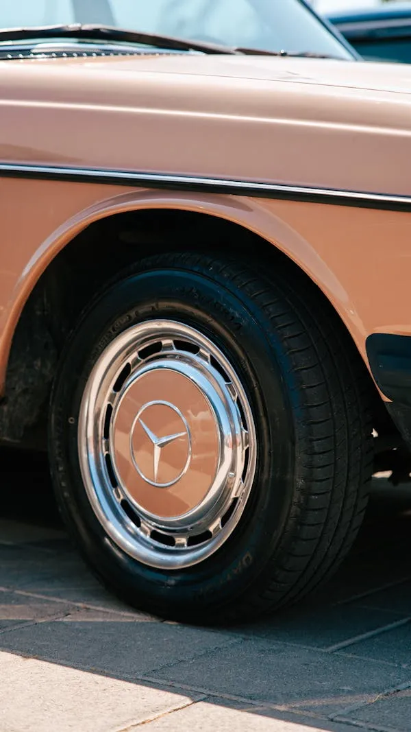 Close Up of Classic Mercedes Benz Wheel and Fender