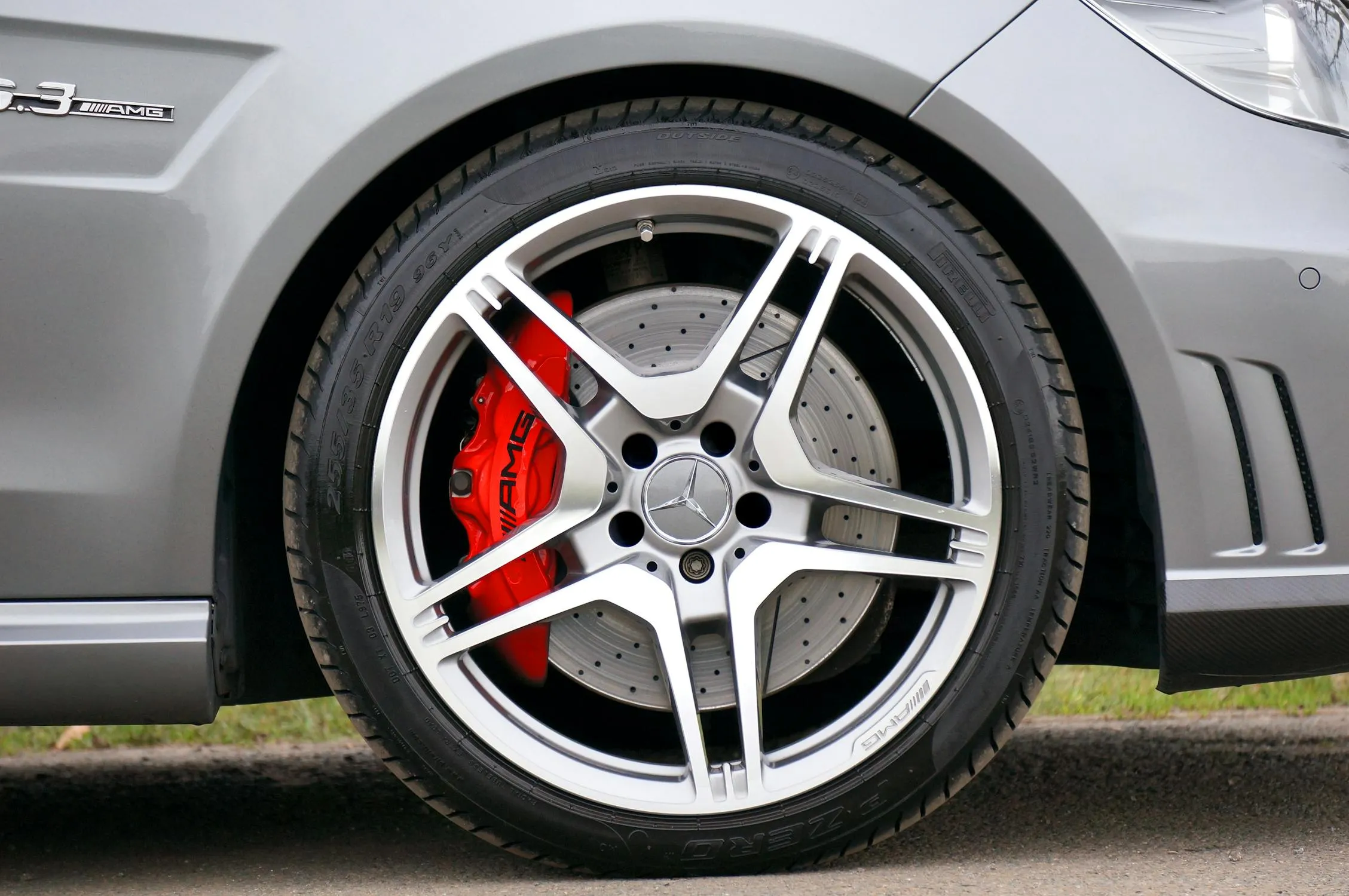 Close Up of Mercedes AMG Wheel with Red Brake Caliper image