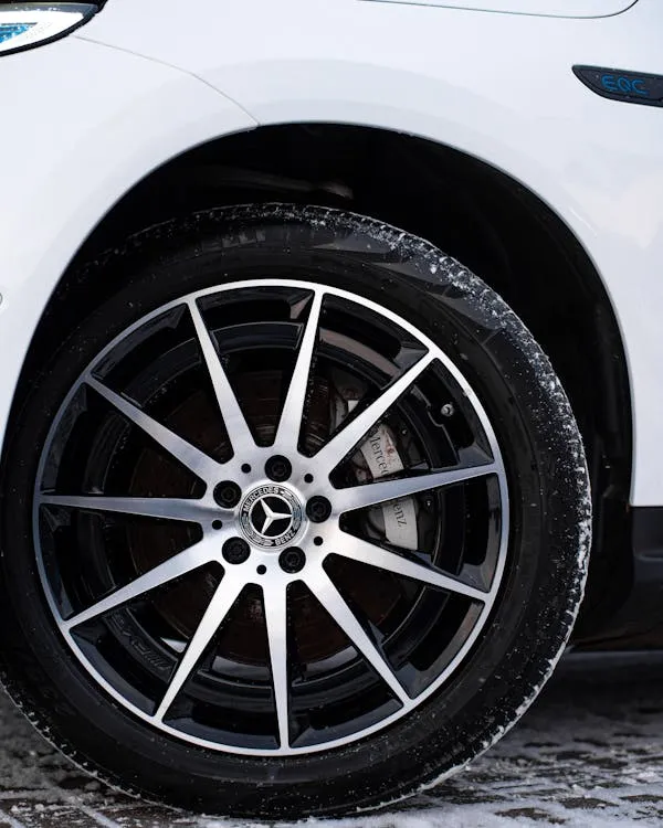 Close Up of Mercedes Benz Wheel on White Car Wallpaper HD