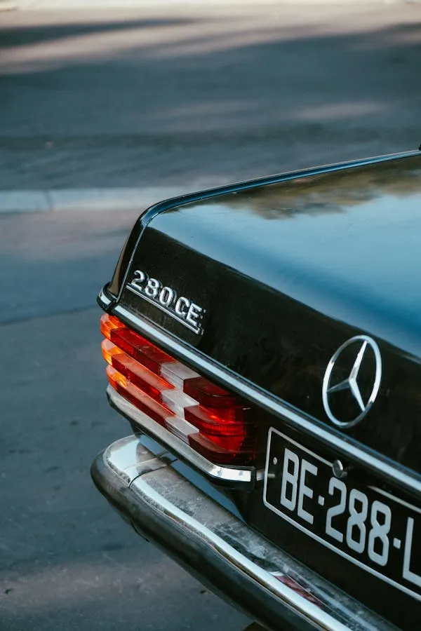 Close up of the rear badge and taillights of Mercedes