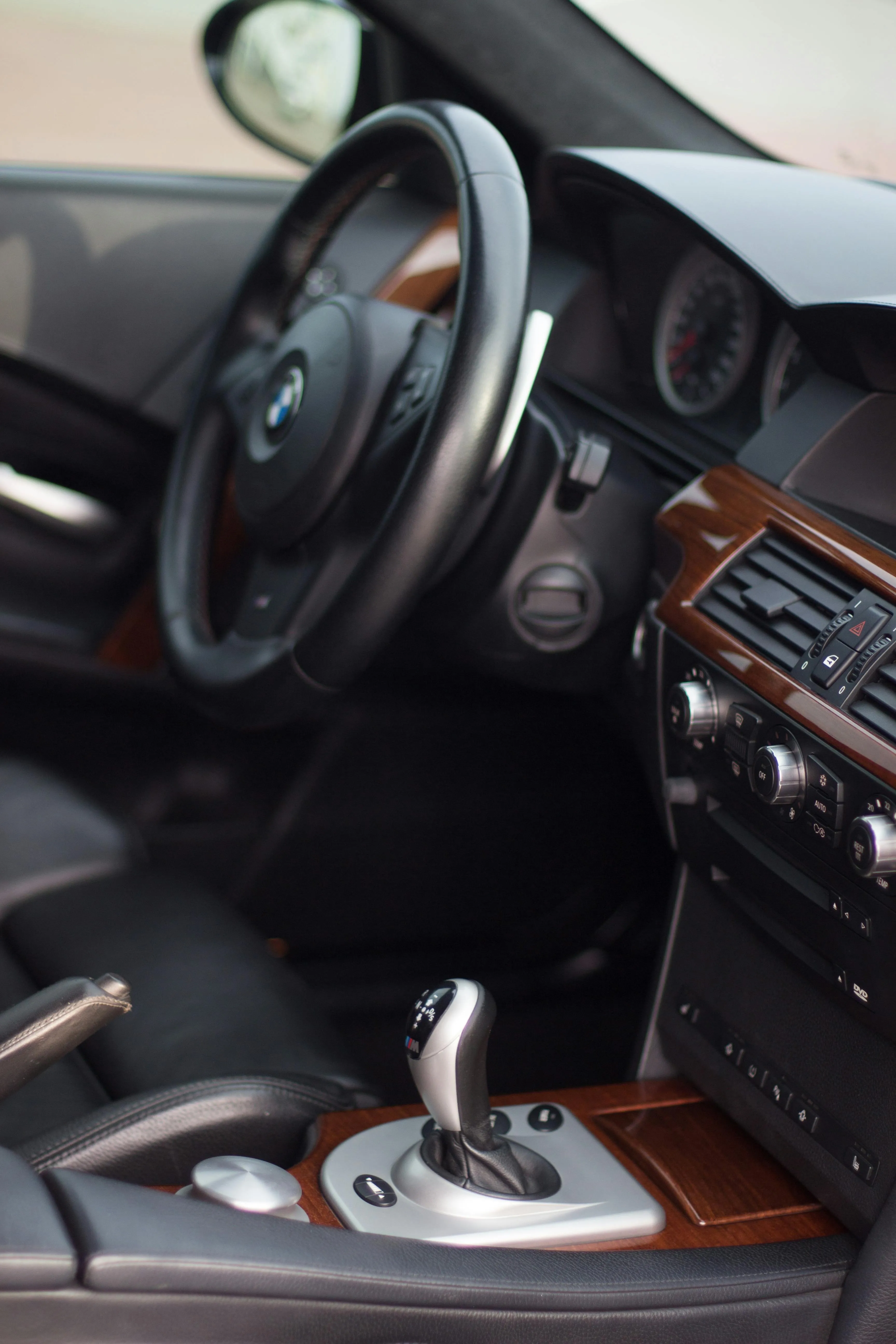 Close Up View of Bmw Interior and Gear Control Console