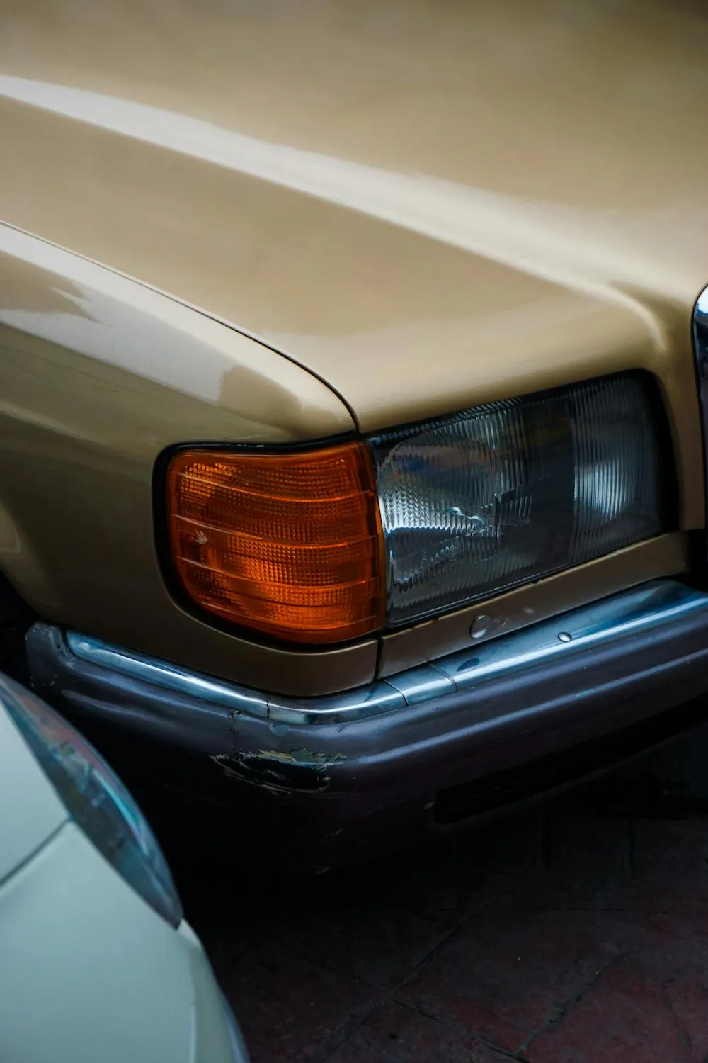 Close Up View of Classic Mercedes Front Headlight image