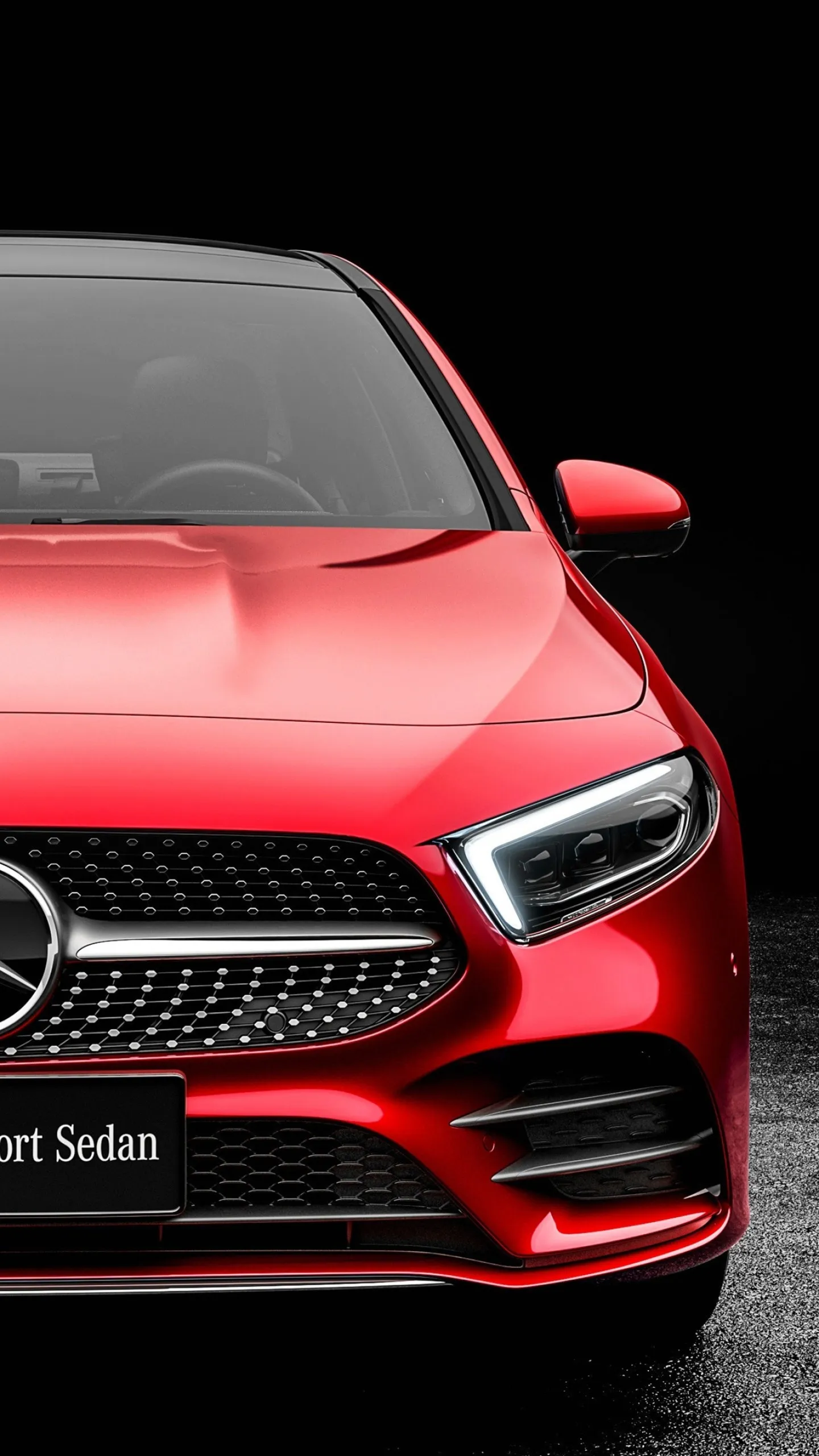 Close Up View of Red Mercedes Benz Luxury Sedan 4K image