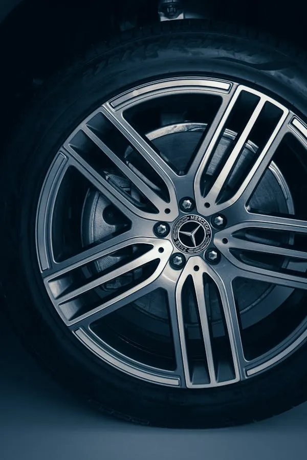 Closeup of Mercedes Benz Alloy Wheel on Modern Car image