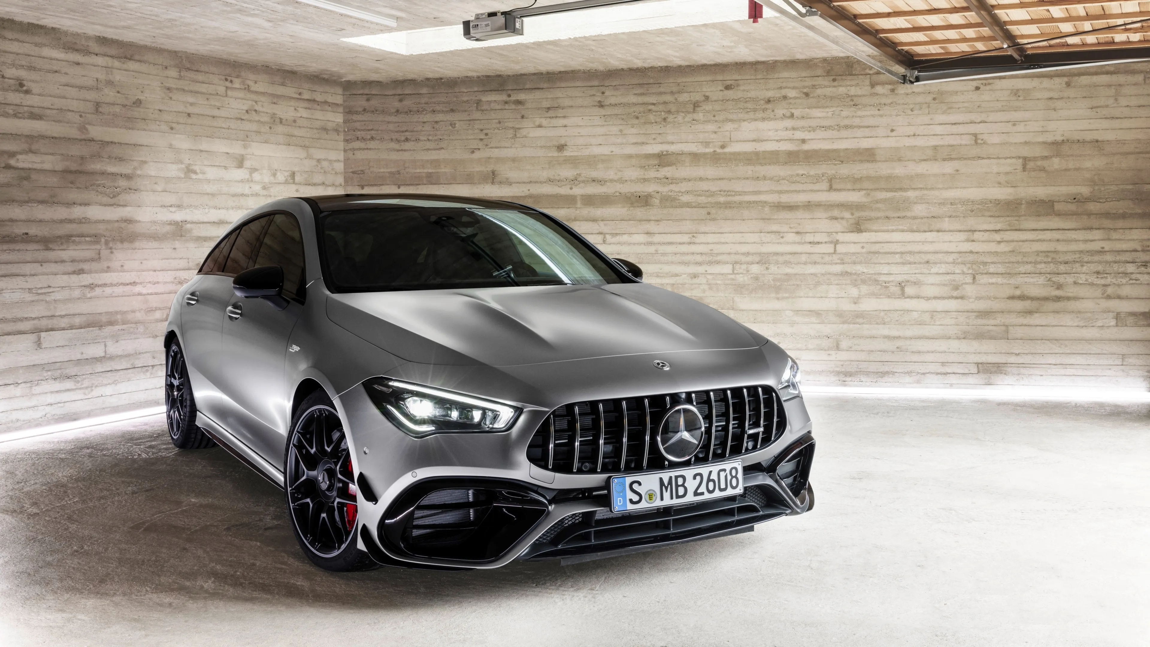 Dark Gray Mercedes Benz Sports Car in Parking Garage