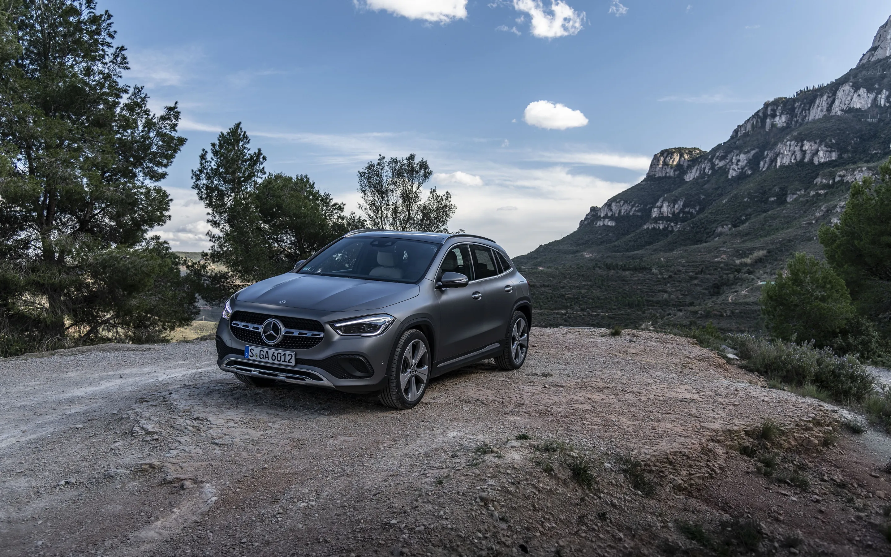 Dark Gray Mercedes Benz SUV Parked on Mountain Road image