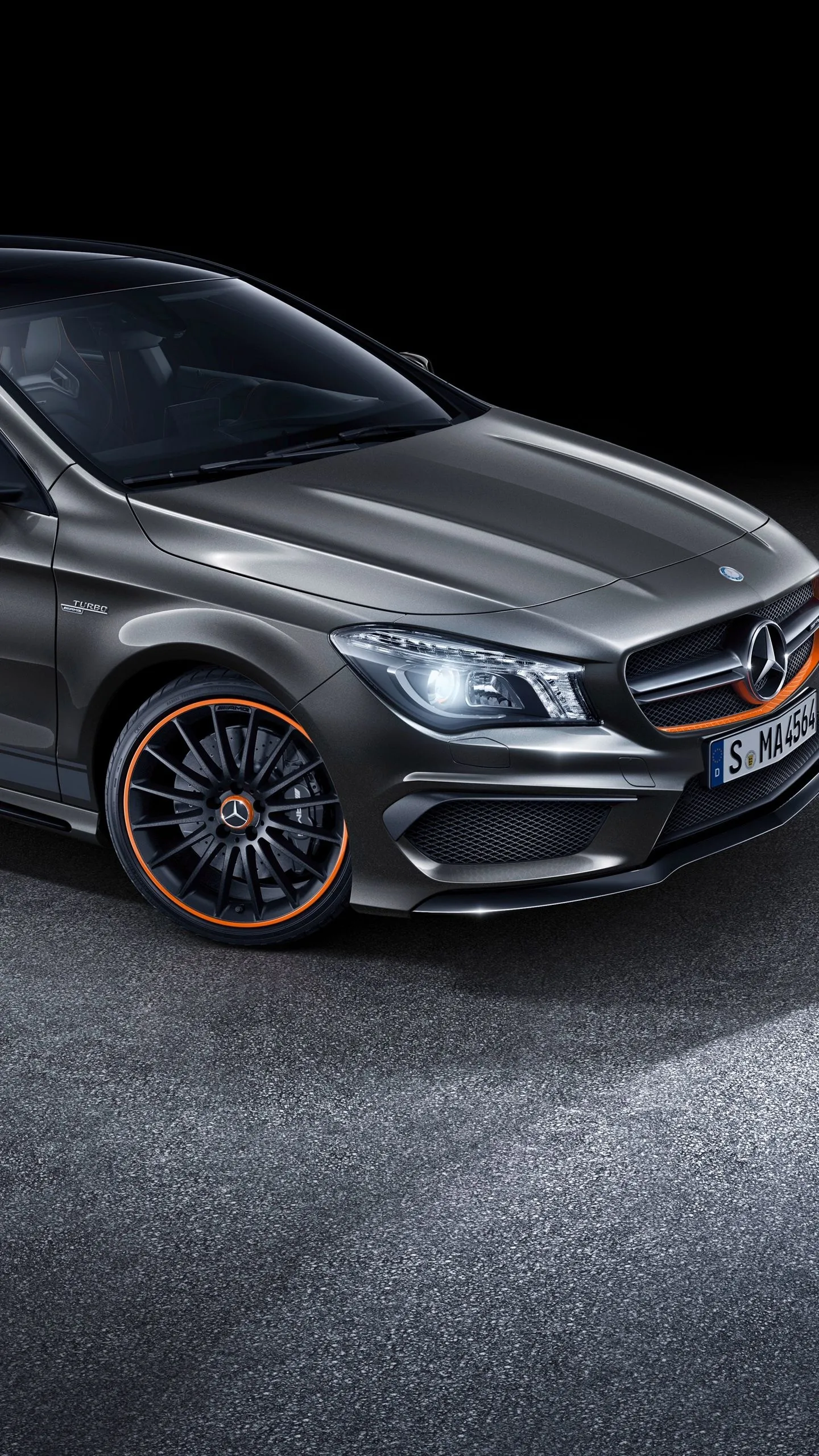 Dark Grey Mercedes Coupe Captured in Low Light Wallpaper