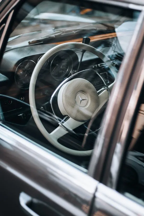 Detailed Look Inside Classic Mercedes Benz Steering Wheel