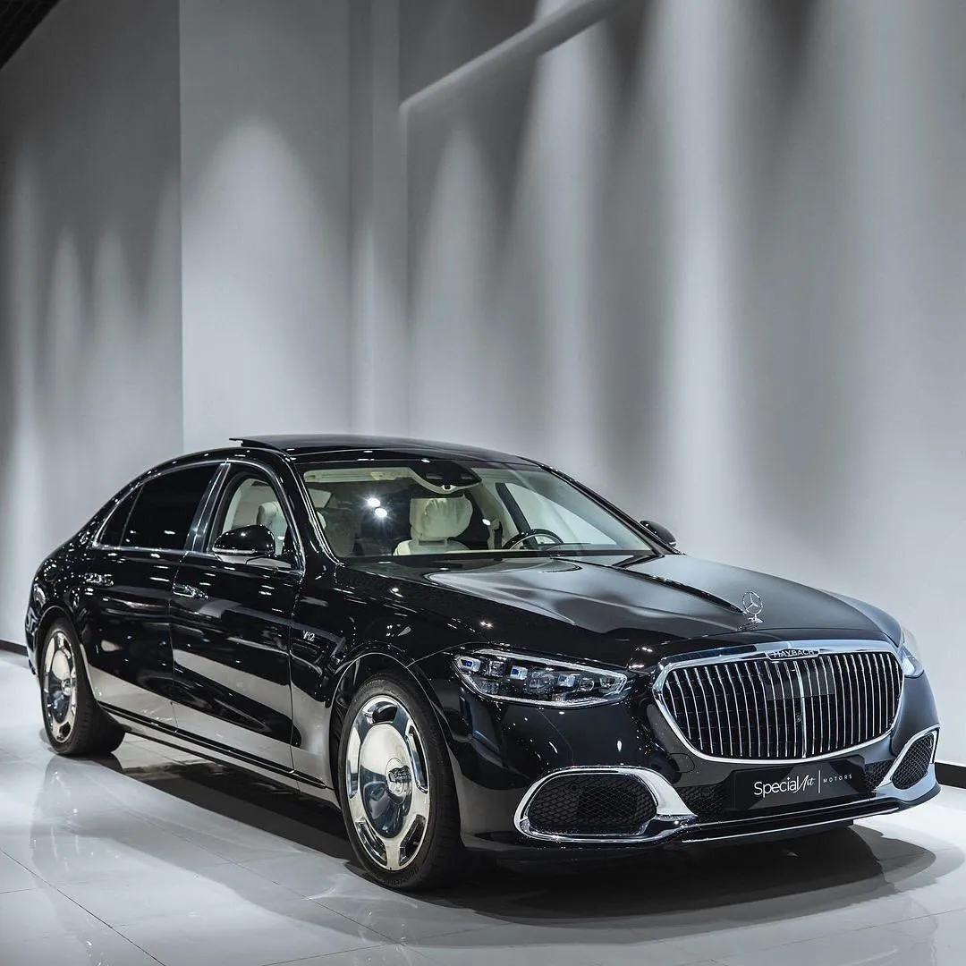 Elegant Black Mercedes Sedan Displayed in Studio Light