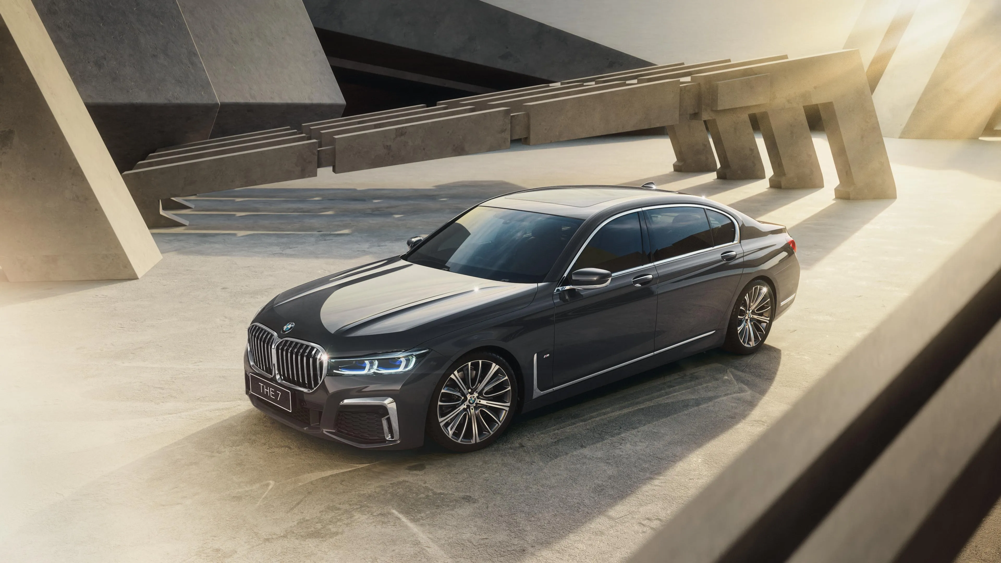 Elegant Bmw in Urban Shadows and Harsh Lighting Wallpaper