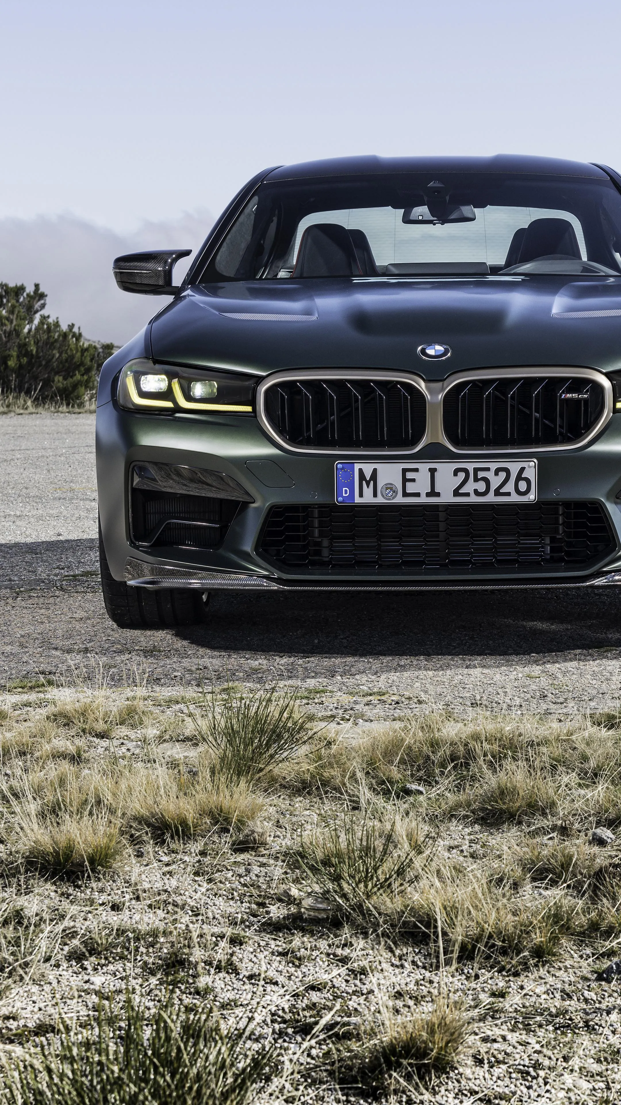 Front View of Black Bmw Sedan Parked on Frosty Ground