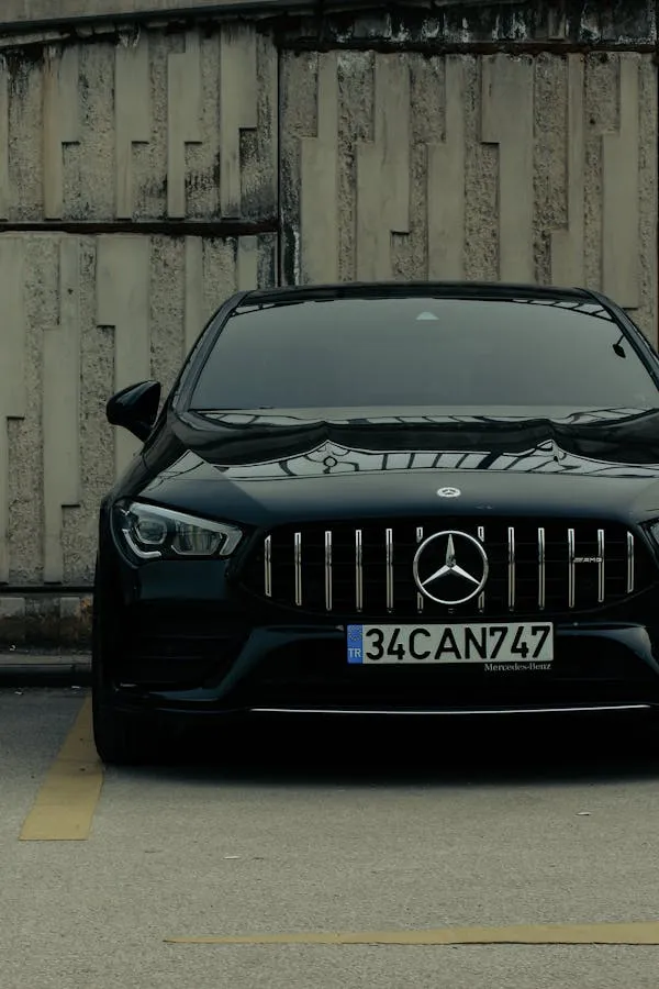 Front View of Black Mercedes Benz SUV with License Plate