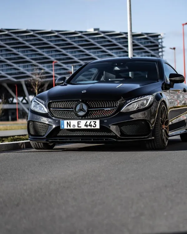 Front view of black Mercedes car in daylight image