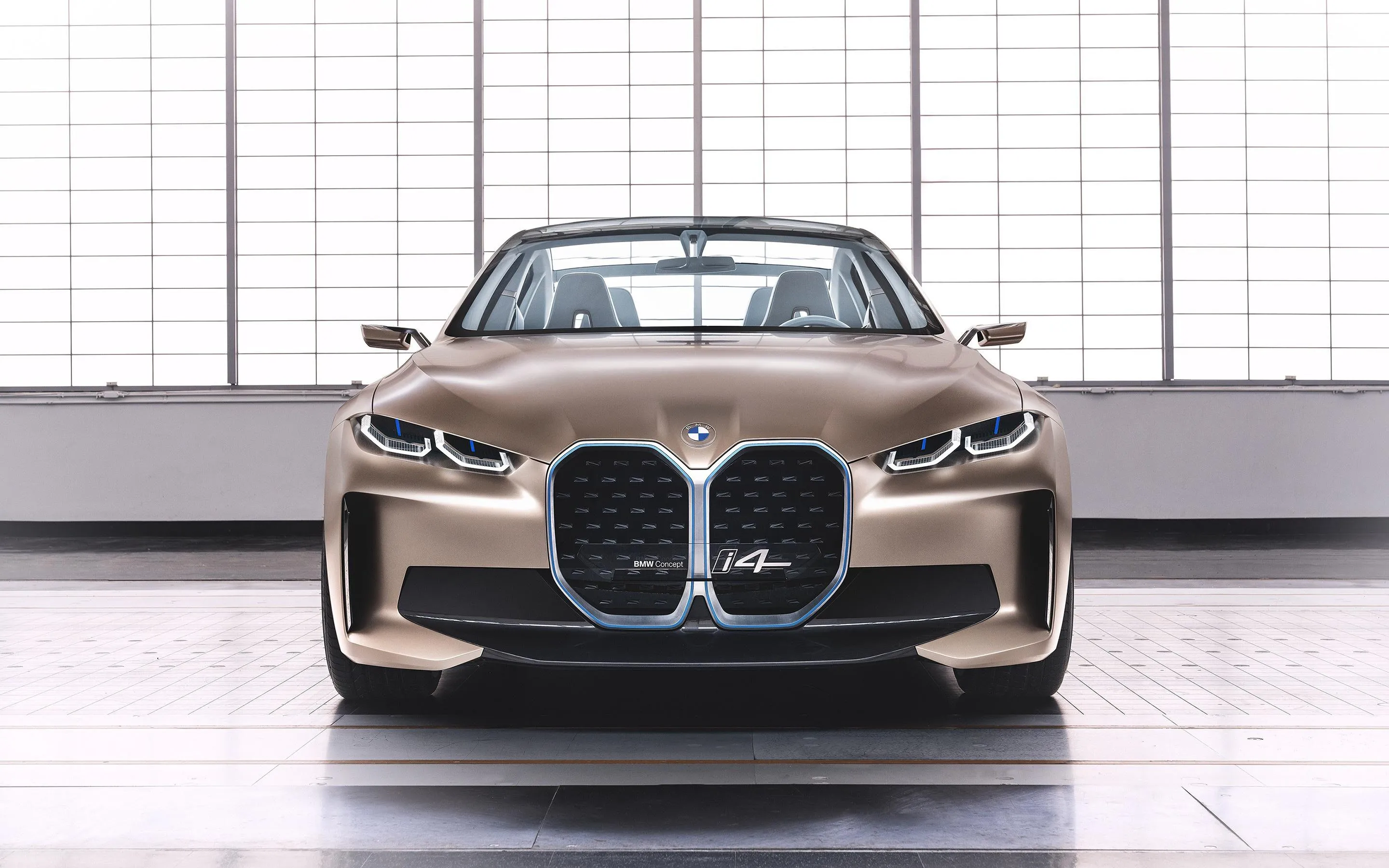 Front View of Bmw Car in Bright Clean Modern Showroom