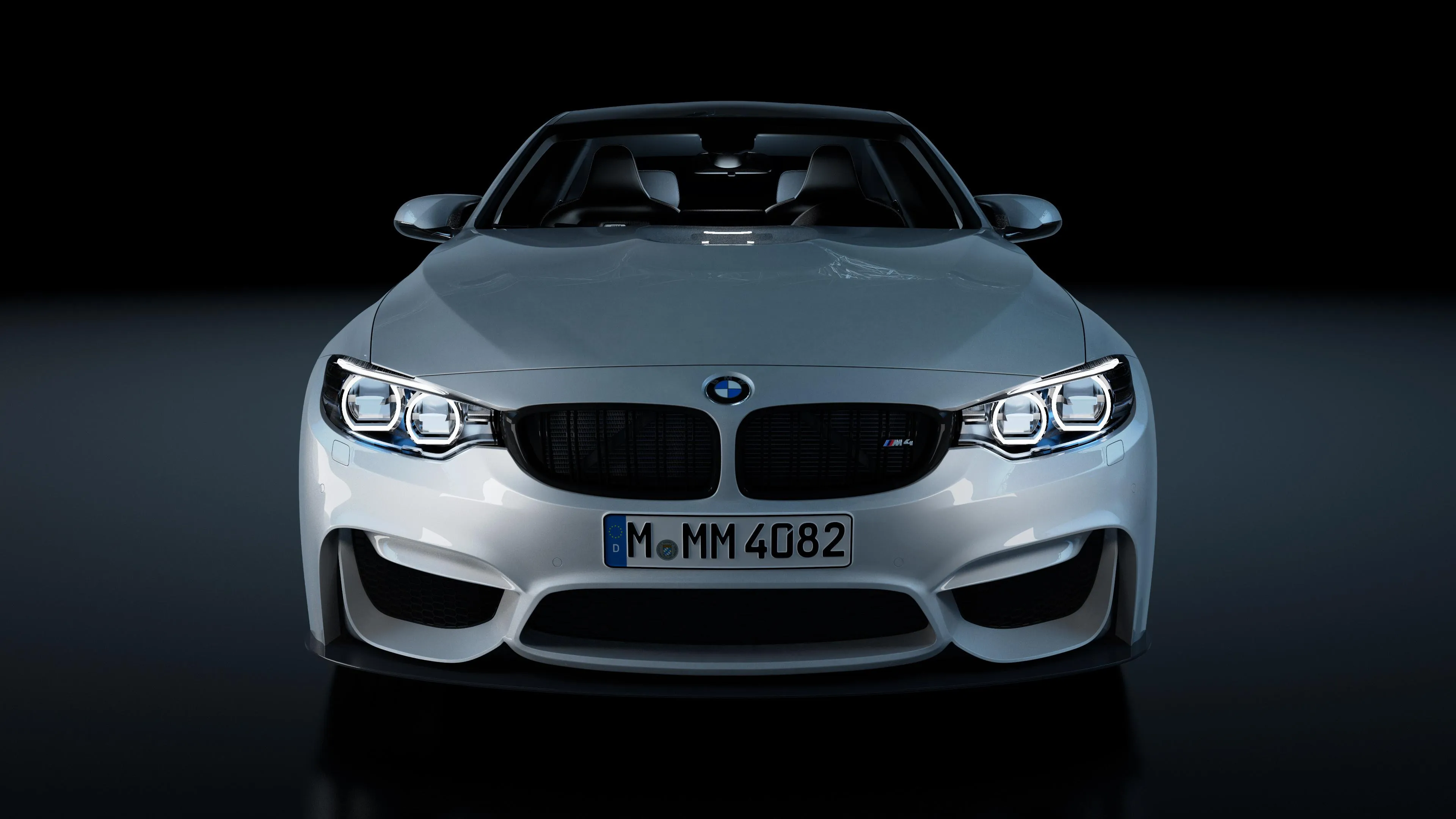 Front View of Bmw in Studio with Bold White Headlights