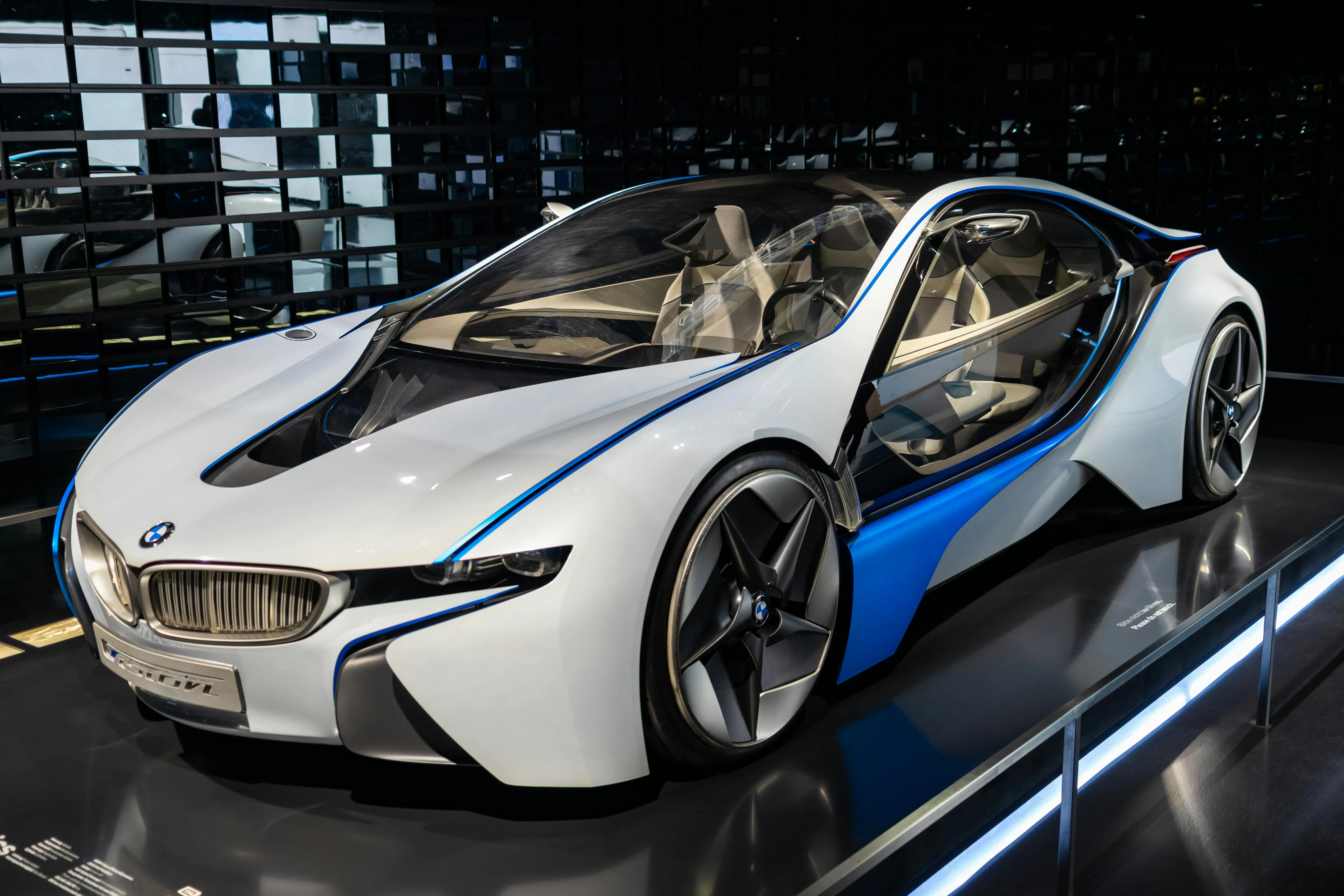 Futuristic Bmw Concept Car Displayed in a High Tech Exhibit
