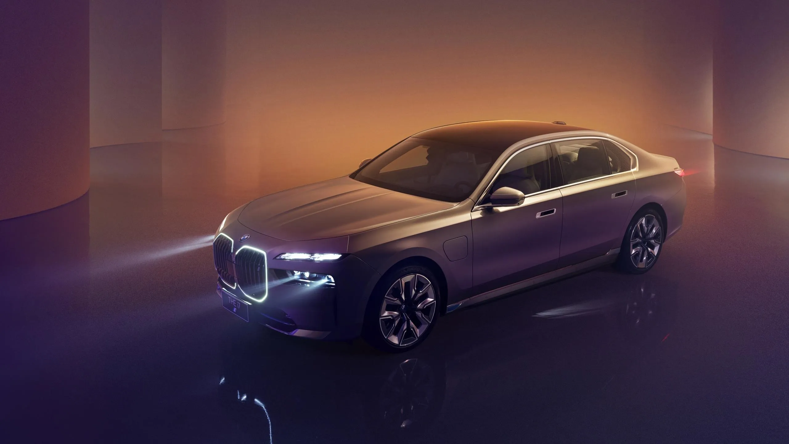 Futuristic Bmw Concept Car in Dimly Lit Showroom Image