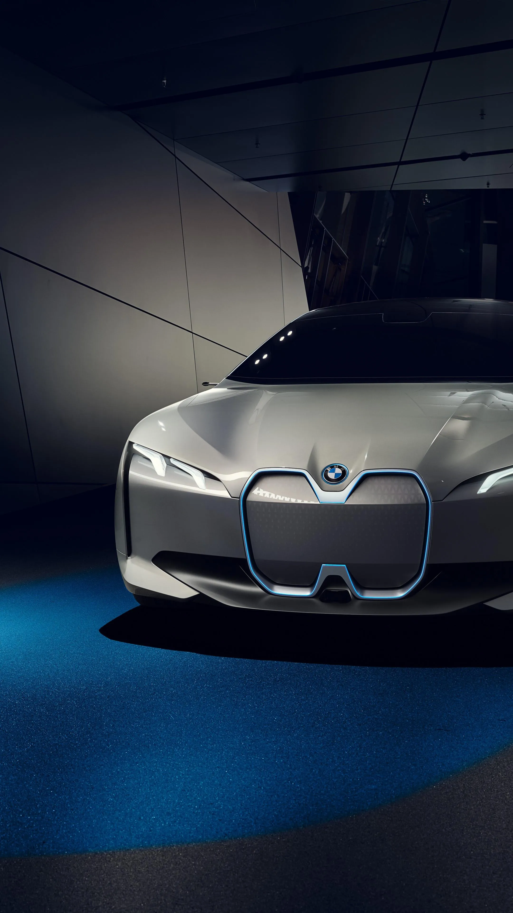 Futuristic Bmw Electric Concept Car in Dark Showroom