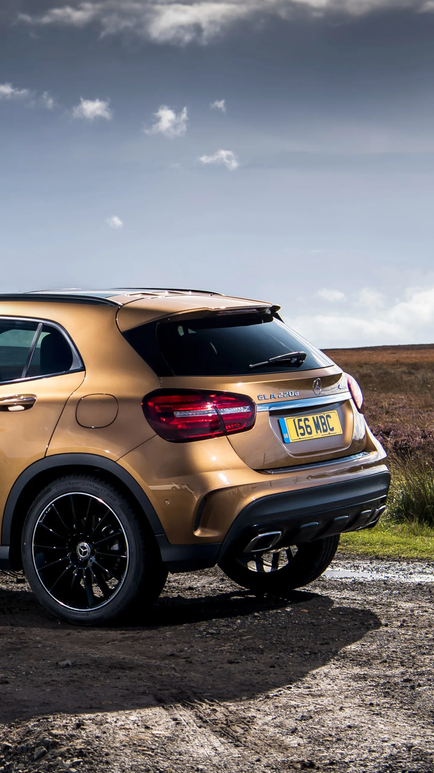 Gold Mercedes Benz SUV Parked on Offroad Trail Wallpaper