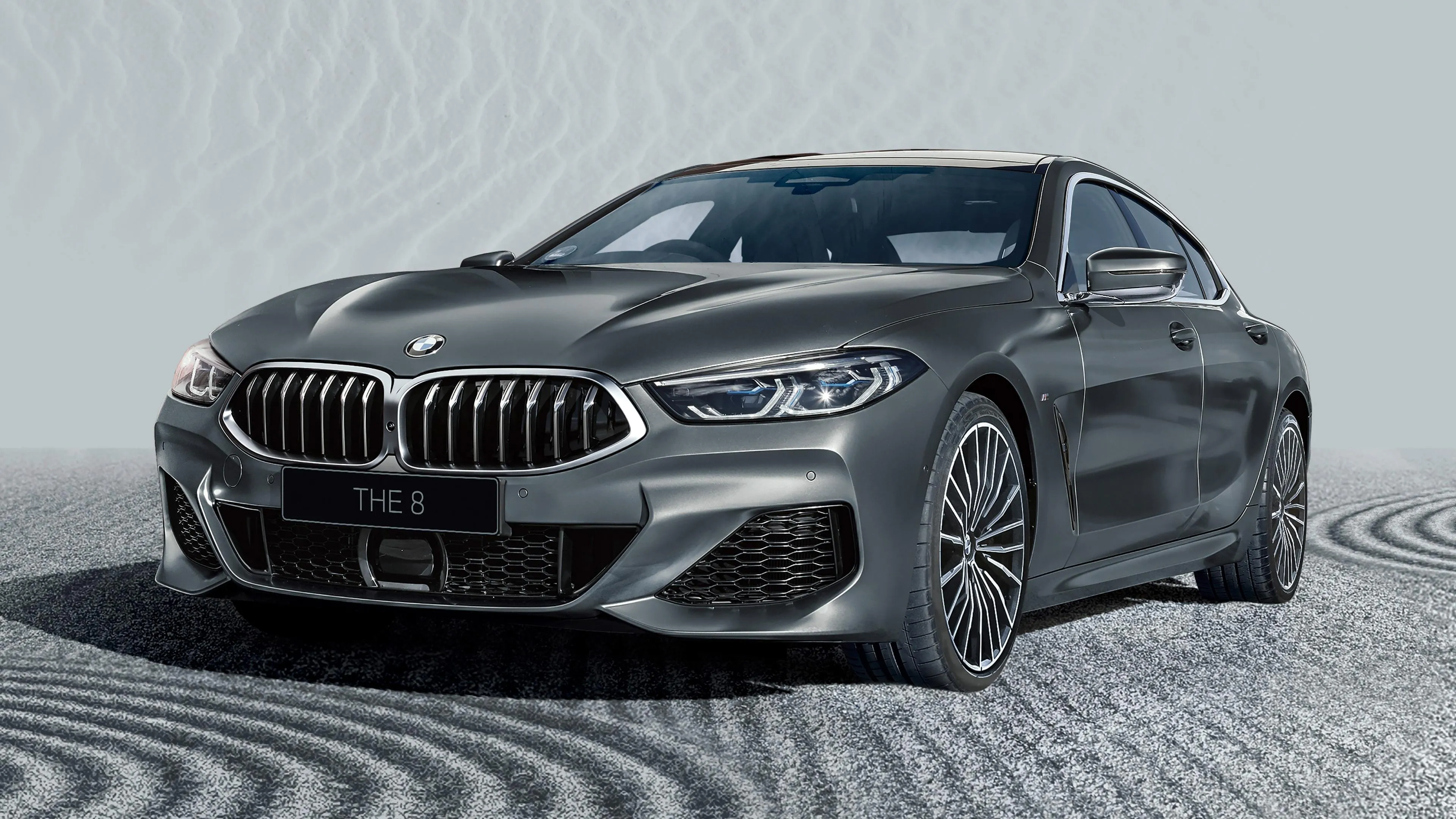 Gray Bmw Coupe on Abstract Textured Surface Background
