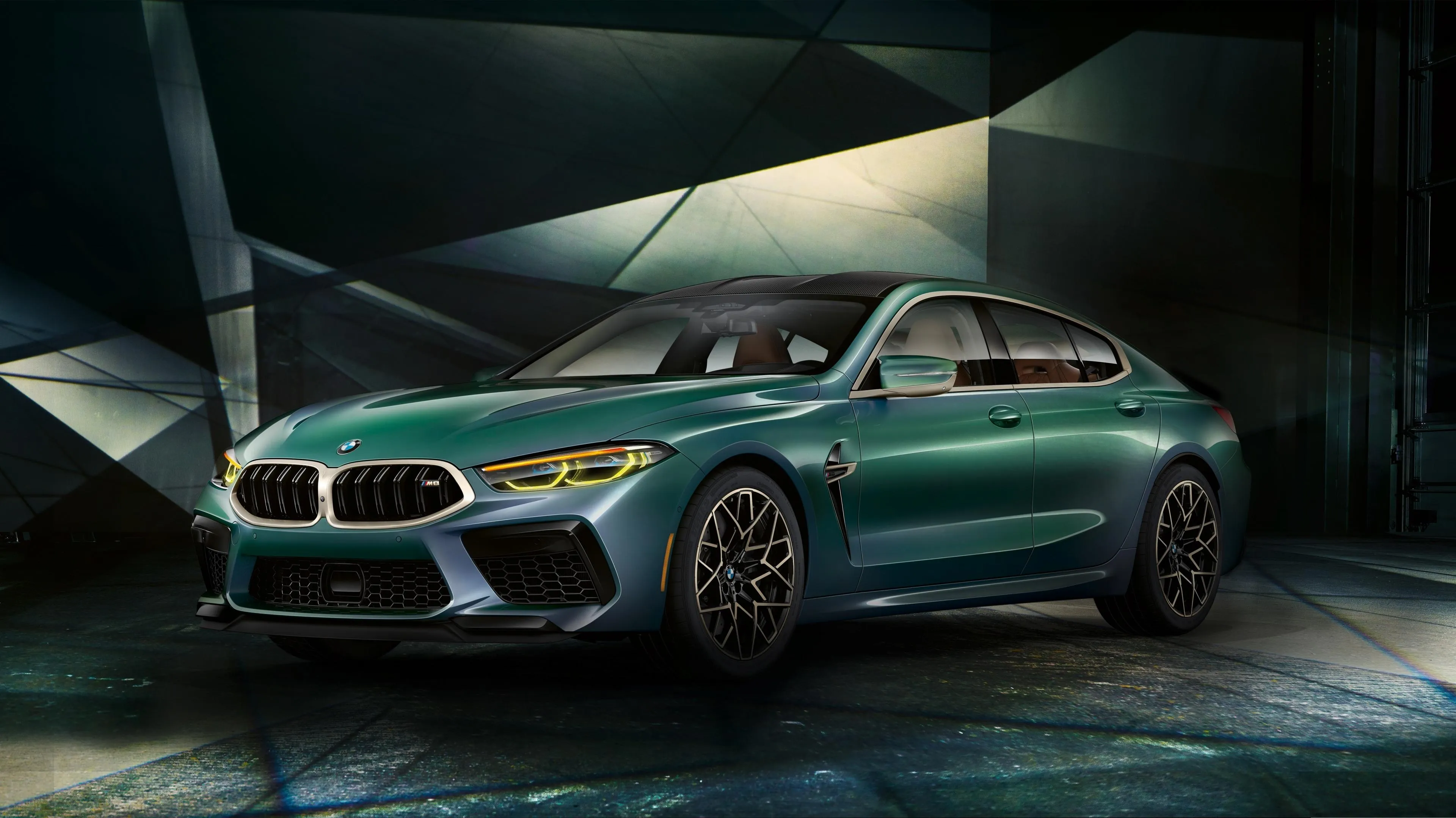 Green Bmw Concept Car Inside Futuristic Space 4K Image