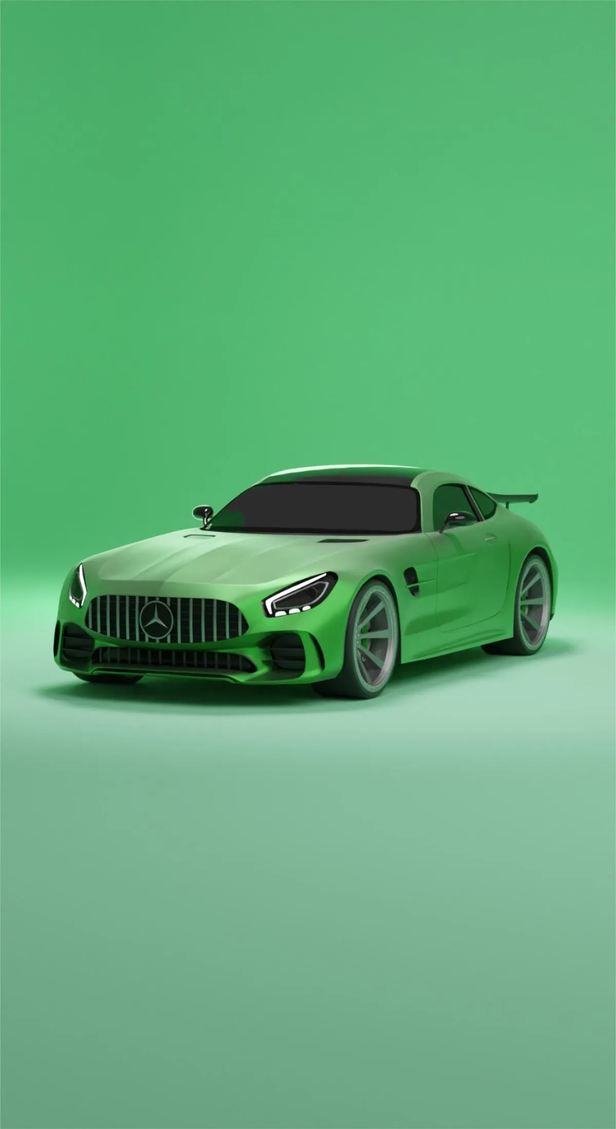 Green Mercedes concept car on clean bright green backdrop