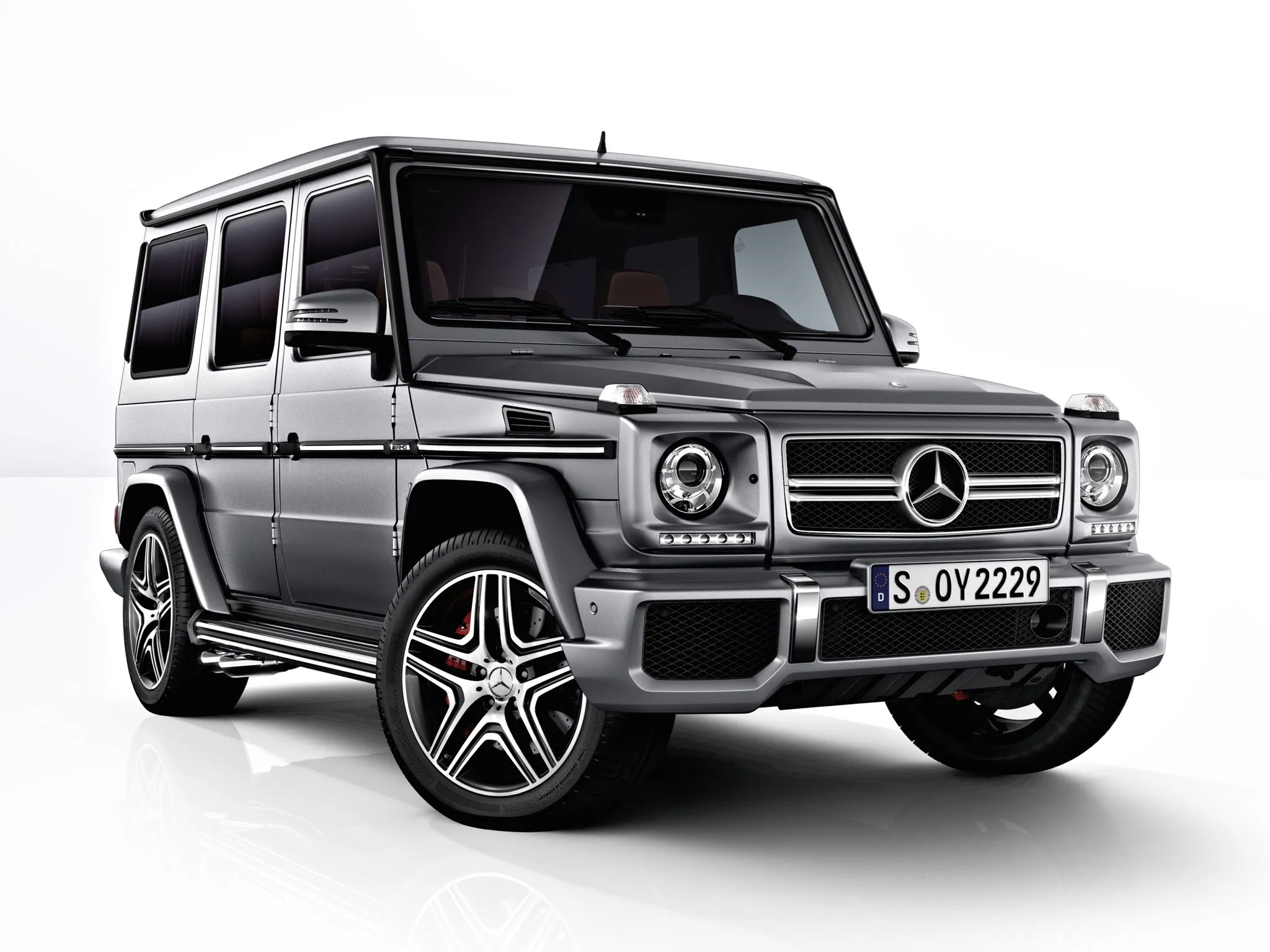 Grey Mercedes Benz G Wagon SUV Studio White Background