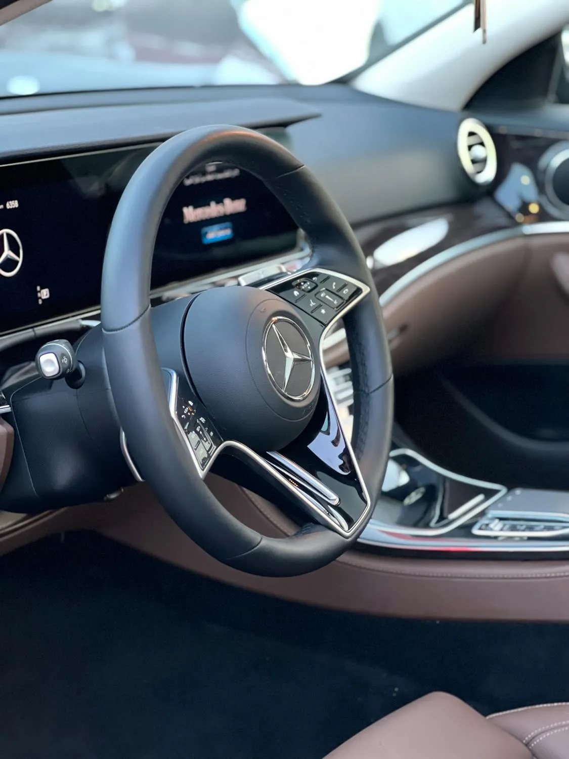 Interior Dashboard and Steering Wheel of Mercedes Car