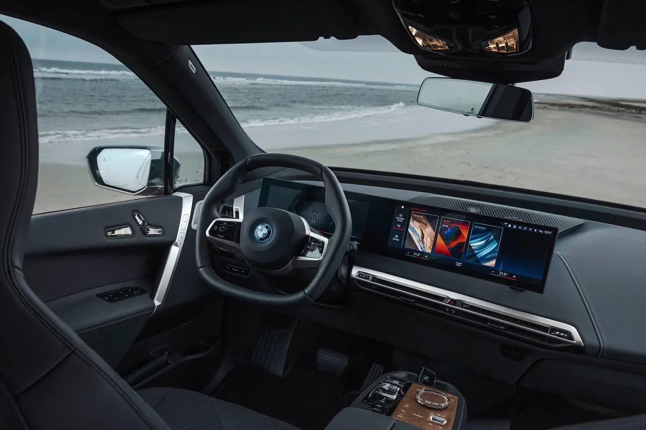 Interior of Modern Bmw Showing Screen and Steering Wheel