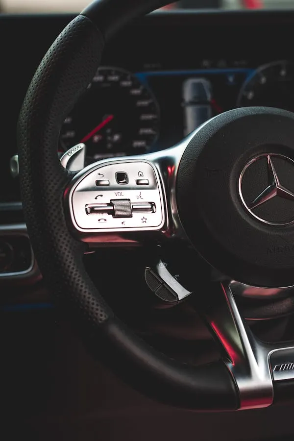 Interior Steering and Dashboard of Modern Mercedes Benz