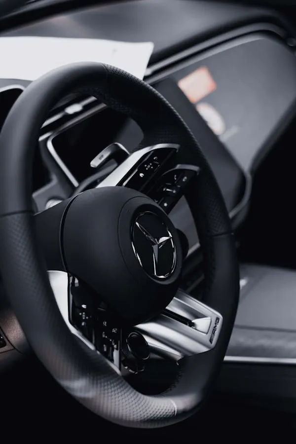 Interior Steering Wheel of New Mercedes Benz Model Wallpaper