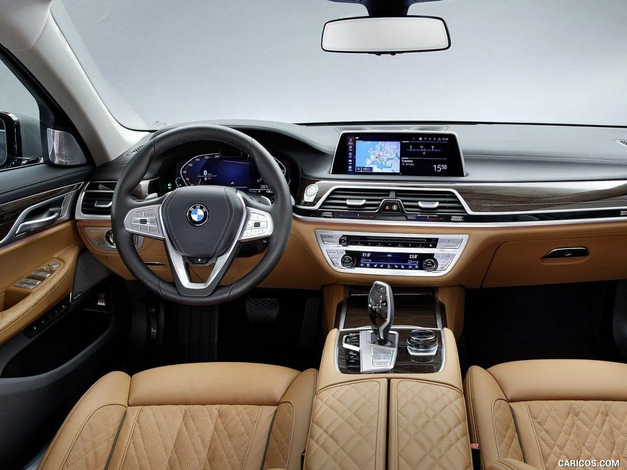 Interior View of Bmw 5 Series with Tan Leather Seats