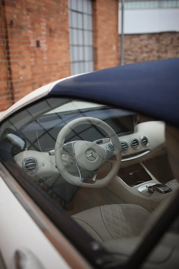Interior View of Classic Mercedes Through Side Window